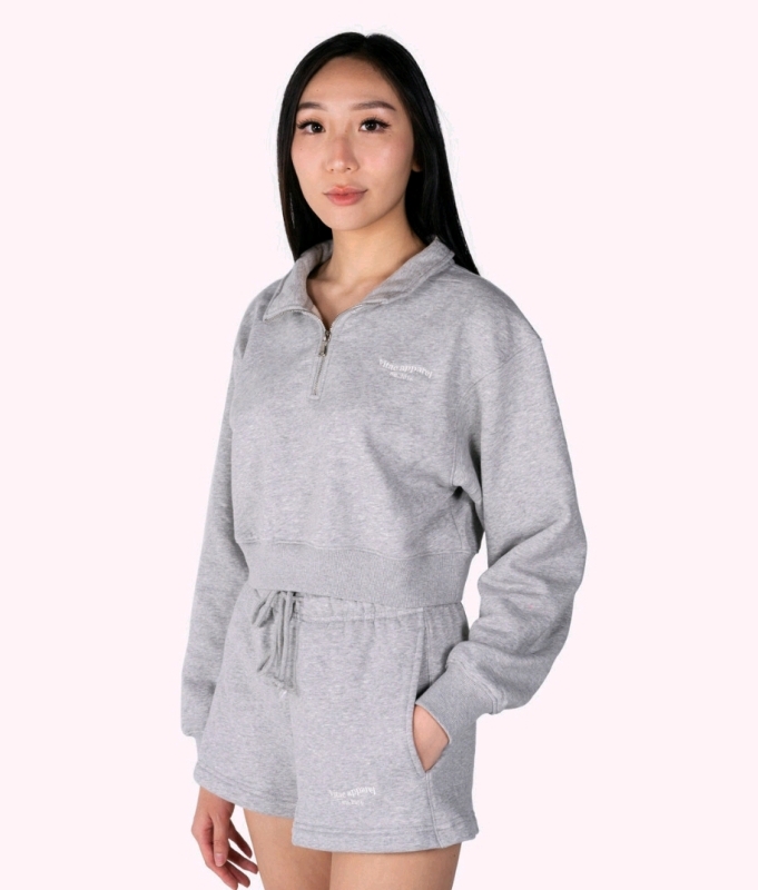 New Size Small VITAE APPAREL Balanced Quarter-Zip Sweater Cloud Grey