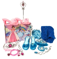 New Princess Dress-Up Accessories : 2 Sets of Shoes, Tiaras, Earrings, Rings, Bangles & Necklaces +