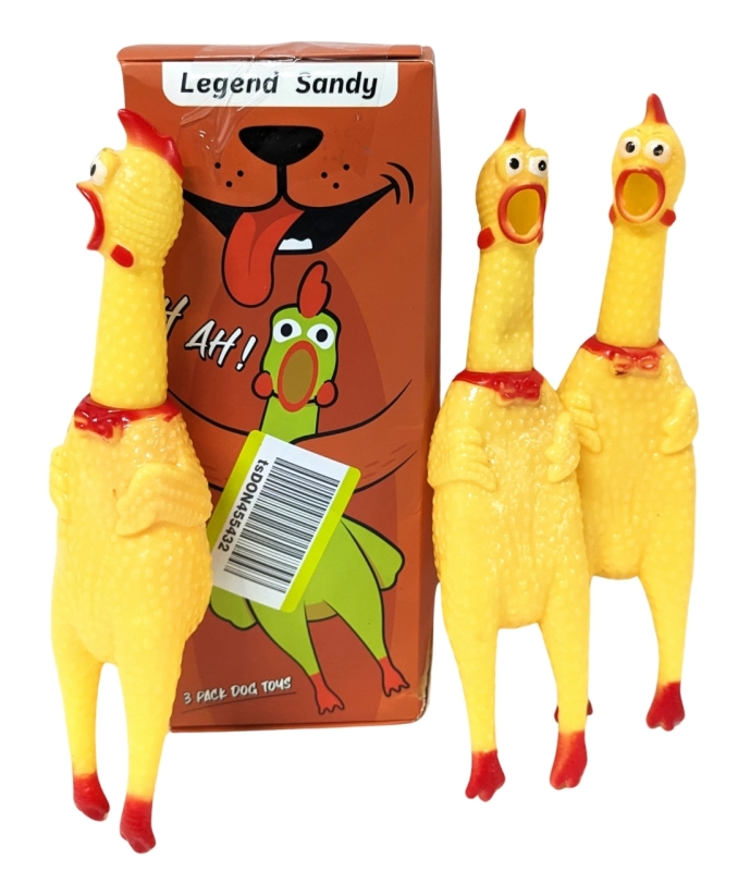 3 New Screaming Chicken Dog Toys