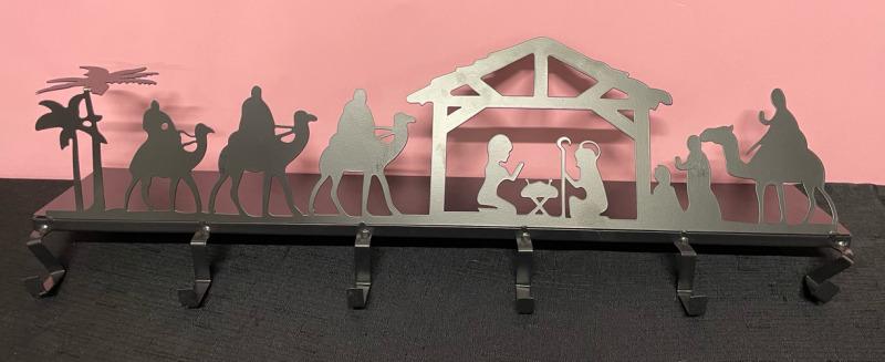 Yaocom Christmas scene coat hanger with behind shelf for candles