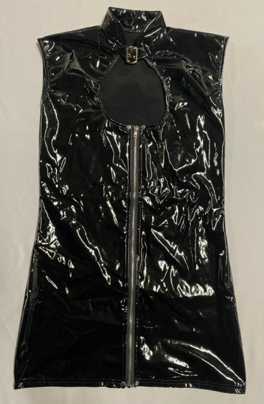 NEW faux leather mini dress with buckle collar size 2XL