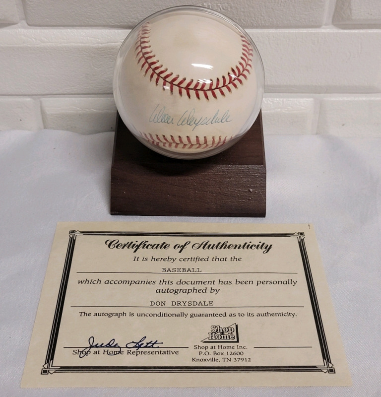 Don Drysdale Brooklyn Dodgers Signed BaseBall with COA by Shop at Home Inc.