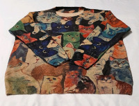Cat Pullover Round Neck Long Sleeved No Size Tag 26" from armpit to armpit Possibly 3XL