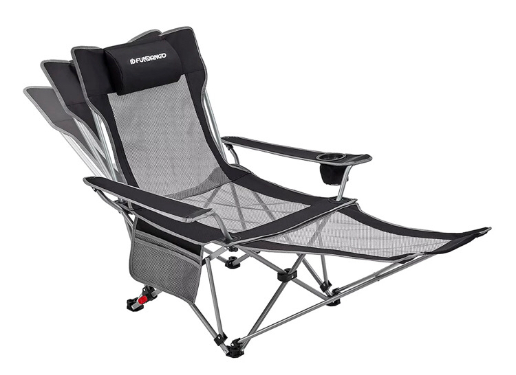 New FUNDANGO Reclining Camping Chair 3-Position Adjustable Folding Lounge Chairs with Footrest