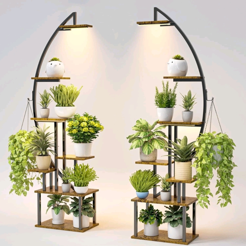 Bacekoll Tall Plant Stand Indoor with Grow Light, 7 Tiered - AS IS