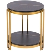 New Andeworld Industrial End Table, 2-Tier Wood Look Round Side Table