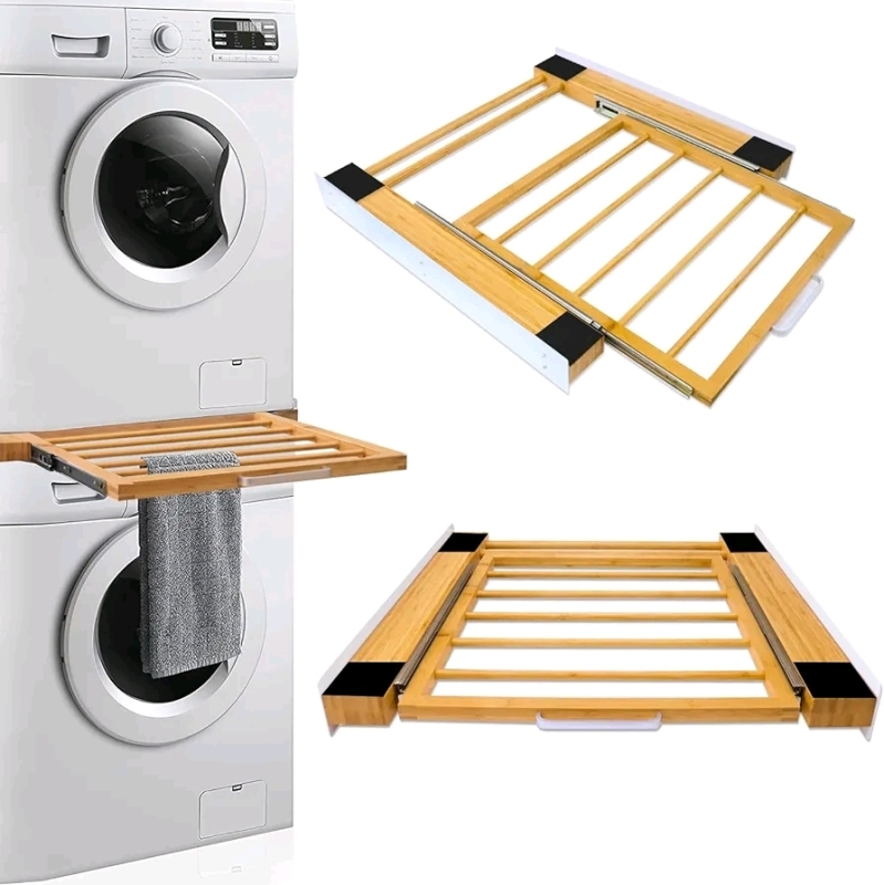 HHXRISE Washer Dryer Stacking Kit, 28" Stacking Kit with Pull-Out Shelf and Ratchet Strap