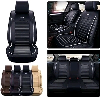 Otoez Car Seat Covers Automotive Seat Covers Front & Rear Full Set Universal Fit Honda Accord Civic Nissan Toyota Hyundai Lexus (Black)