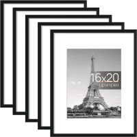 New Upsimples 16x20 Picture Frame Set of 5, Display Pictures 11x14 with Mat or 16x20 Without Mat