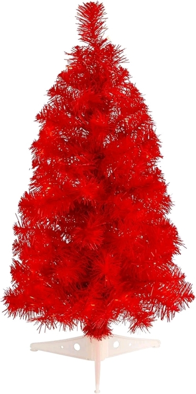 Red Artificial Christmas Tree 5-6 ft Tall