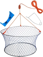 New Palmyth Wire Grid Bottom Crab Nets Two Ring Crab Kit with Harness and Bait Clip 24" X 20" X 12"