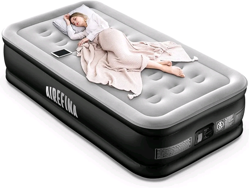 New - Airefina 18" Comfort Air Mattress Twin with Built-in Electric Pump