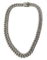 Substantial Cuban Chain Bedecked in CZ / Rhinestones with Double Safety Clasp 19.75" long / 0.5" Wide