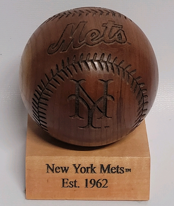 " New York Mets Est. 1962 " Laser Engraved Wooden Baseball , Cooperstown Edition