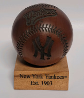 " New York Yankees Est. 1903 " Laser Engraved Wooden Baseball , Cooperstown Edition