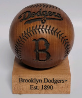 " Brooklyn Dodgers Est. 1890 " Laser Engraved Wooden Baseball , Cooperstown Edition