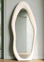 New - Honyee Full Length Mirror, 63" x 24", White Flannel Wrapped Wooden Frame