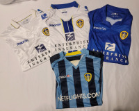 LEEDS United FC 2009 - 2014 Home & Away Football Jerseys , Four (4) Jerseys . Pre-owned