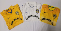 LEEDS United FC 2002/ 2003 Home & Away Football Jerseys , 3 Jerseys . Pre-owned