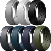 7-Pack New ThunderFit Silicone Wedding Rings for Men : Breathable with Airflow & Inner Grooves (Size 12)