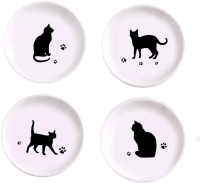 4 New Ceramic Cat Dinner Plates /Seasoning Dishes / Appetizer Plates Dipping Bowl 4.2" Diameter ea