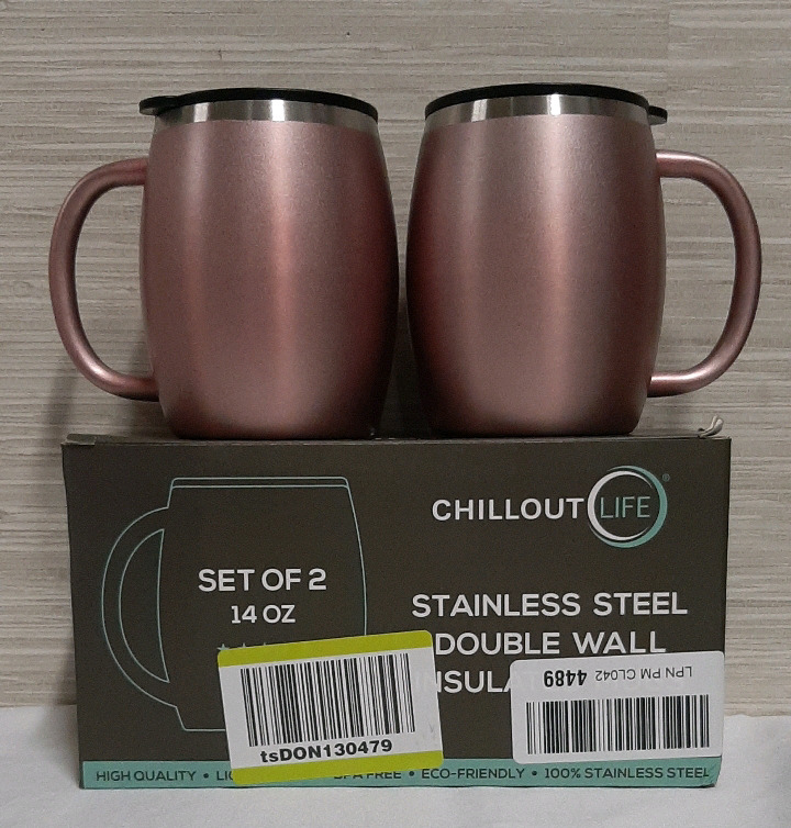 Two 14oz Stainless Steel Double Wall Insulated Mugs