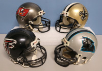 NFL Football NFC South Team Mini Helmets by Riddel . Four (4) Helmets