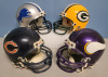 NFL Football NFC North Team Mini Helmets by Riddel . Four (4) Helmets