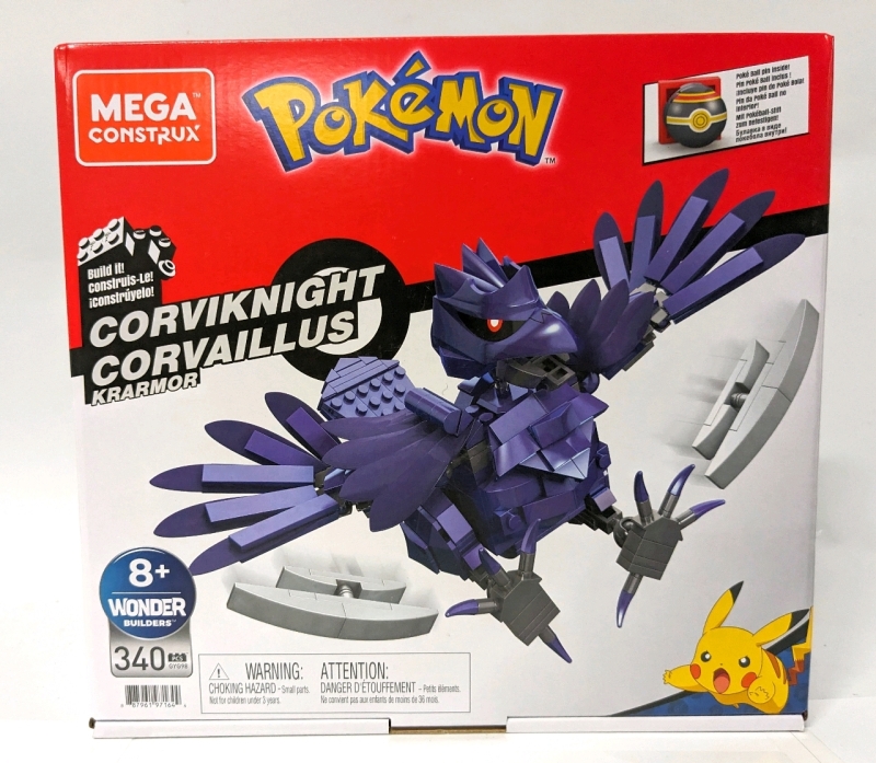 New POKEMON Corviknight Mega Construx Building Blocks , 340 Pieces