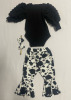 NEW Adorable Black Onzie with bootcut cow print pants and cow print bow tie , size 9 - 13 months - 4