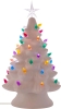 New* Creative Hobbies Ready To Paint Large 13.25" Tall Ceramic Bisque Christmas Tree & Base - Lights Up! - Electrical Cord, Bulb, Multi-Colored Light Pegs, Star Included