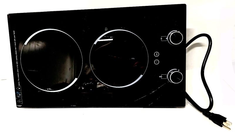 Dual Element Electric Cooktop: Both Elements Tested and Working, Crack in Bottom (As-Is)