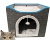 Fantastic Foldable Cube Cat House / Hideaway Hut with Scratch Pad and Faux Shearling Inserts 16.5" x 16" x 13.75" - 2