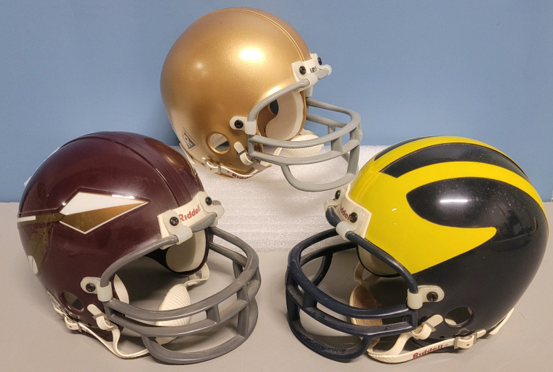 Collage Football Mini-Helmets . Florida State , Michigan & Notre Dame . 3 Helmets