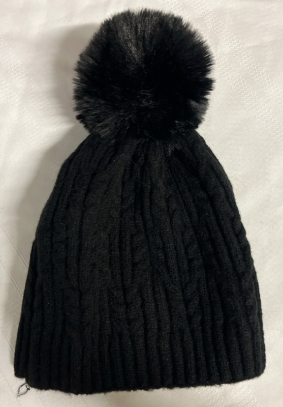 Black Toque With Cottonball Top