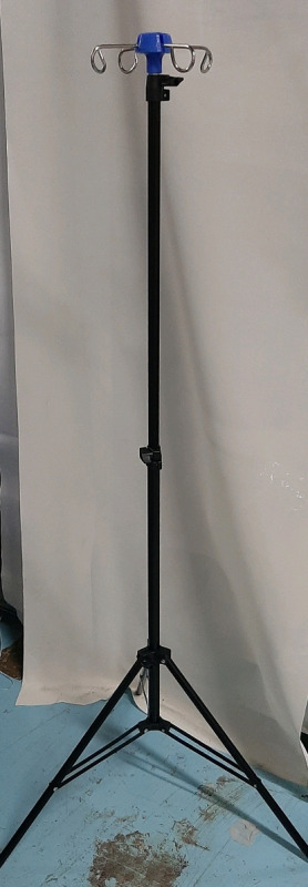 IV Stand and Pole. Tripod Base Stand can be 52" high or lowered