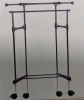 Simple Trending Double Rod Garment Rack with Wheels.