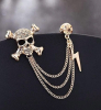 Rhinestone Skull Rhinestone Pin Stainless Steel Open Cuff - 2