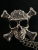 Rhinestone Skull Rhinestone Pin Stainless Steel Open Cuff - 4