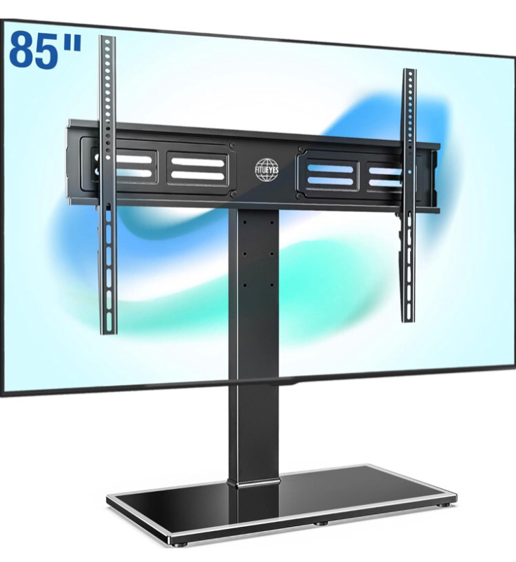 FITUEYES Universal TV Stand with Swivel Mount Height Adjustable for 50 inch to 85 inch TV