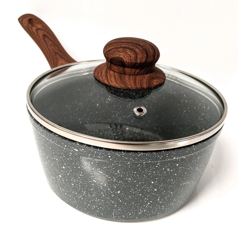 New PRIKOI Aluminum Non-Stick Cookware 1.5qt Saucepan with Lid