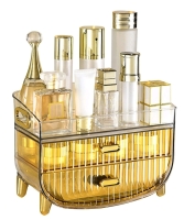 Golden Yellow Multifunctional Countertop 2-Drawer Organizer with Clear Removable Tray
