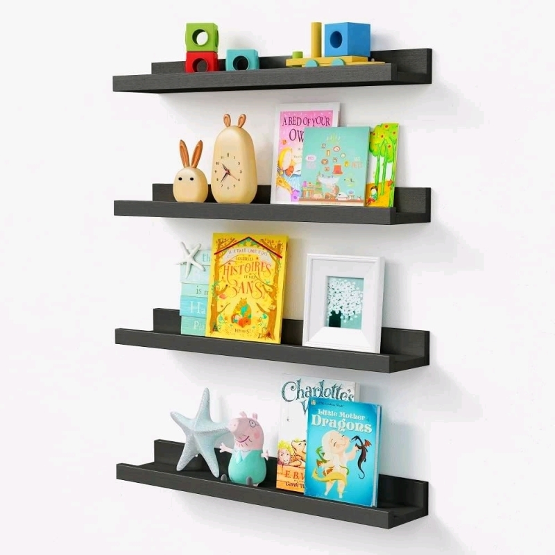 New 4-Pack Forbena Floating Shelves (Black) L 23.1" x D 4.5" x H 2.2"