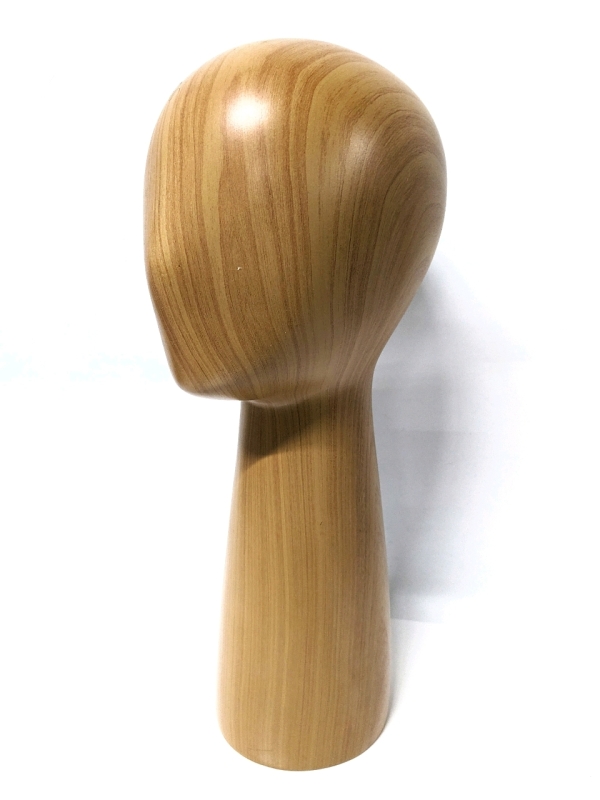 New Nearly-Featureless Humanoid Mannequin Bust With Wood-Grain Pattern 18" Tall