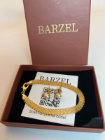 BARZEL 18K Gold Plate Mesh Bracelet & Caged Pearl Studs