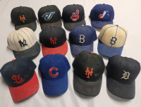 MLB Baseball Team Caps . 12 Caps from Various Baseball Teams . Pre-owned