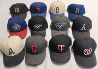 MLB Baseball Team Caps . 12 Caps from Various Baseball Teams . Pre-owned