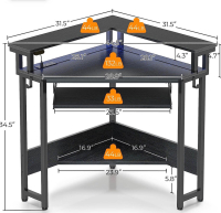 Rolanstar Corner Desk, 44.5" W x 34.5" H Small Computer Desk with Power Outlets