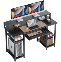 CubiCubi 47 Inch Computer Desk with Storage Shelves Monitor Stand Keyboard Tray