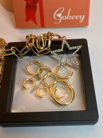 4 Gold Wash 925 Sterling Sleeper Hoops Rhinestone Star Necklace
